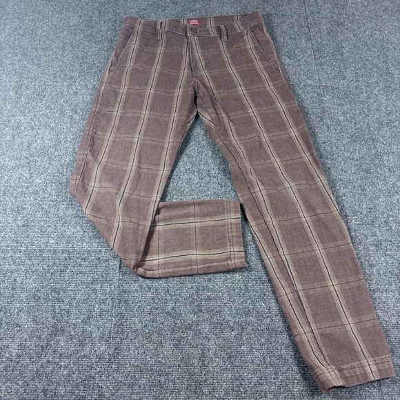Levi's XX Chino Men's Pants 30x28.5* Standard Plaid Brown Taper Fit Stretch - Picture 1 of 11